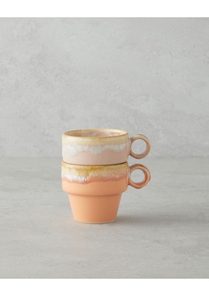 Açık Turuncu-Pudra Seramik Kahve Fincan Takımı, 2'li, 105 ml fiyatları
