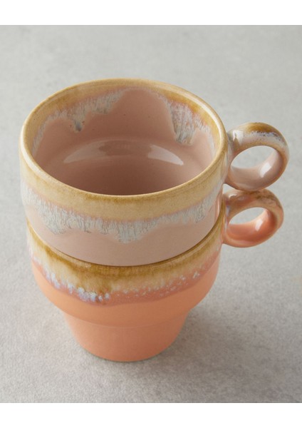 Açık Turuncu-Pudra Seramik Kahve Fincan Takımı, 2'li, 105 ml modelleri