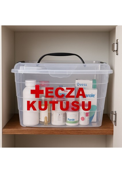Ecza Kutusu 14lt Ev Için Organizer Ilaç Saklama Kabı Büyük Boy Üsten Tutmalı Kilitlenebilir Klipsli 14 Lt büyük boy fırsatları