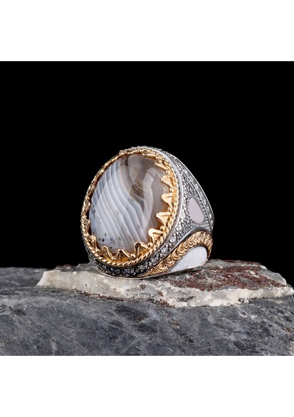 925 Ayar Gümüş Erkek Yüzük – Lüks Tasarım Oval Taşlı Yüzük fiyatları