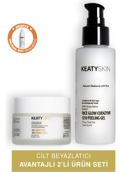 Cilt Beyazlatıcı Set | Peeling 100ML + Beyazlatıcı Krem 50ML | Arbutin + Pirinç Özü Destekli