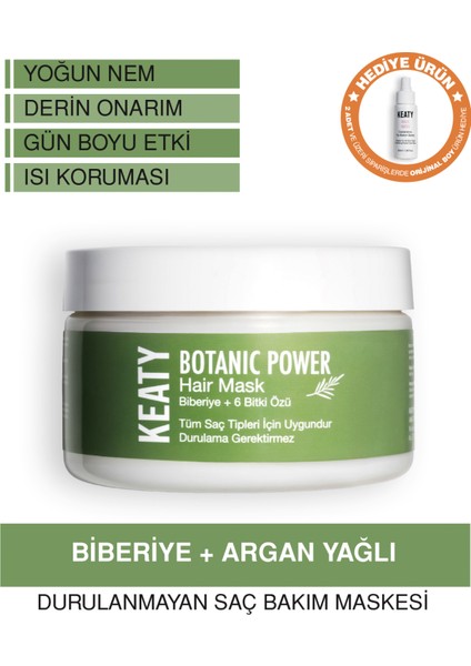 Biberiye Özlü Durulanmayan Saç Maskesi | Yoğun Nem & Onarıcı Bakım | 6 Bitki Özü + Bitkisel Protein + Argan Yağı + Keratin 250 ml