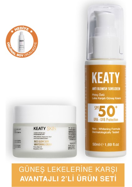 Güneş Lekelerine Karşı Set | Spf 50+ Pirinç Özlü Güneş Kremi 50ML + Pirinç Özlü Cilt Beyazlatıcı Krem 50ML