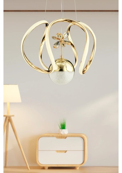 Istanbul Avize Bigiee Ledli Gold Lüx Beyaz Power LED Modern Avize