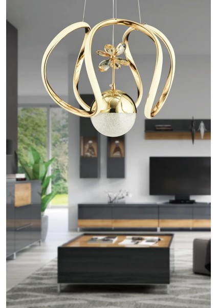 Istanbul Avize Bigiee Ledli Gold Lüx Beyaz Power LED Modern Avize
