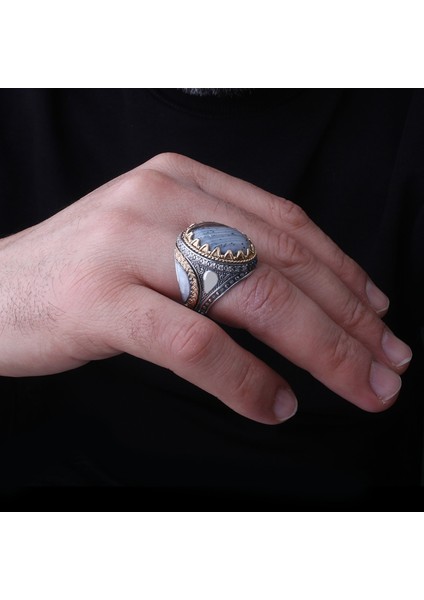 925 Ayar Gümüş Erkek Yüzük – Lüks Tasarım Oval Taşlı Yüzük modelleri