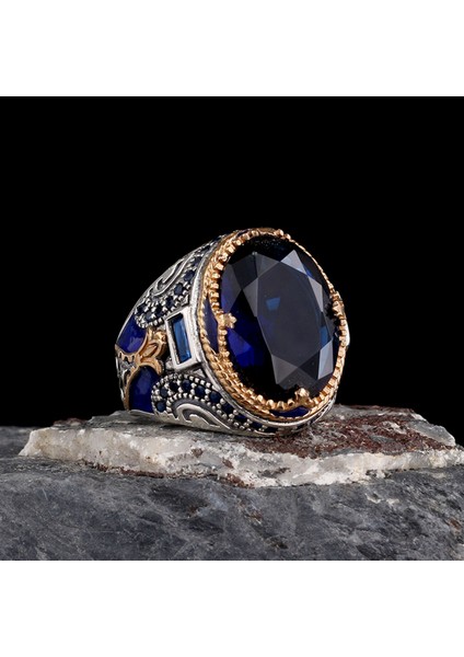 – Gölgeli Yol 925 | Vintage Dokulu Erkek Gümüş Yüzük