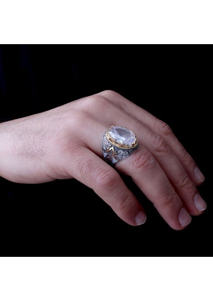 925 Ayar Parlak Safir Taşlı Melek Figürlü Gümüş Erkek Yüzük modelleri