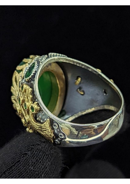 Yaşam Ağacı Modelli Oval Akik Taşlı 925 Ayar Erkek Gümüş Yüzük indirimleri