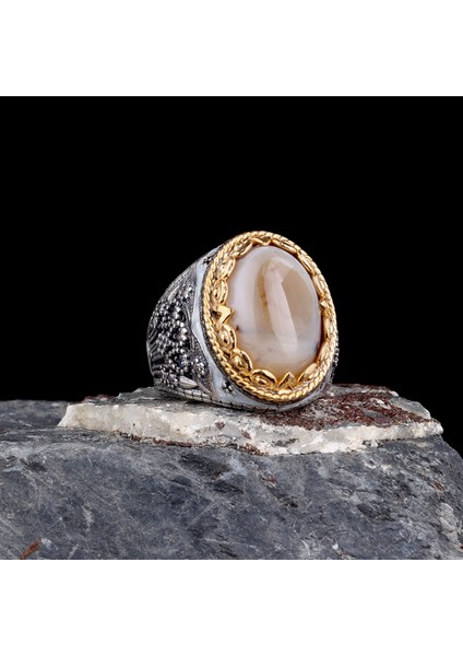 925 Ayar Erkek Mineli Mikro Taş Işlemeli Gümüş Yüzük fiyatları