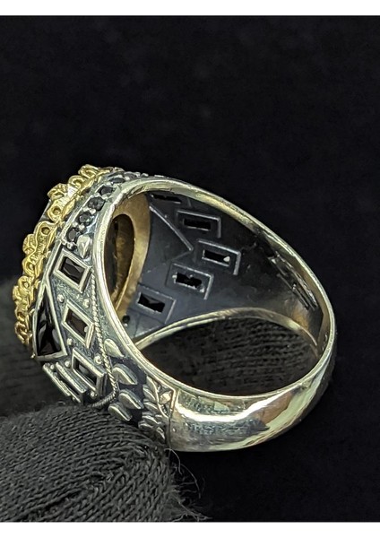 Siyah Mineli Zirkon Oval Taşlı 925 Ayar Erkek Gümüş Yüzük indirimleri