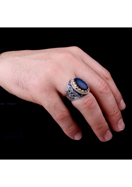 925 Ayar Erkek Mineli Mikro Taş Işlemeli Gümüş Yüzük fiyatları