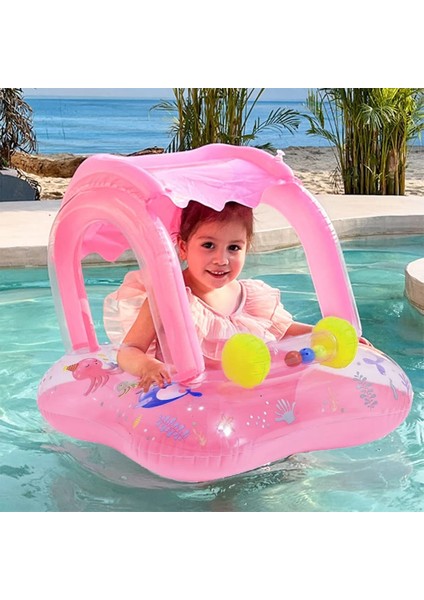 Gölgelikli Bebek Flatörü | Oyuncaklı Baby Float | Tente Koruyuculu Şişme Yüzme Simidi | 60X60CM