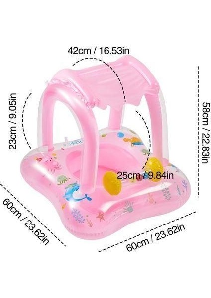 Gölgelikli Bebek Flatörü | Oyuncaklı Baby Float | Tente Koruyuculu Şişme Yüzme Simidi | 60X60CM modelleri