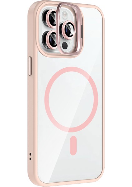 iPhone 14 Pro Max Kılıf Etro Standlı Kamera Lens Koruyucu Hediye Pembe