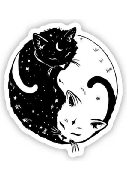Ying Yang Kedi Sticker