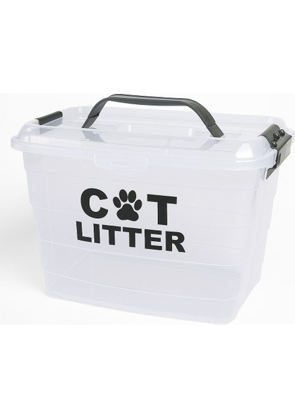 Kedi Kumu Saklama Kabı Kutusu Boş 14 Lt Kapasite Kedi Kumu Saklama Kabı Üsten Tutmalı Kilitli büyük boy modelleri