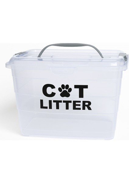 Kedi Kumu Saklama Kabı Kutusu Boş 14 Lt Kapasite Kedi Kumu Saklama Kabı Üsten Tutmalı Kilitli büyük boy indirimleri