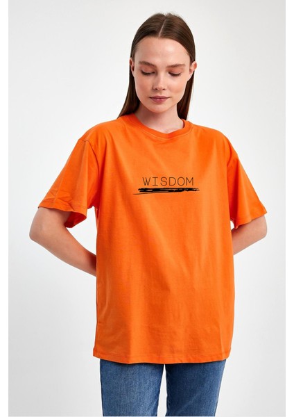 Wisdom Baskılı %100 Penye Süprem Basic Oversize T-Shirt