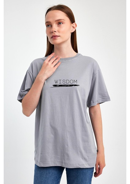 Wisdom Baskılı %100 Penye Süprem Basic Oversize T-Shirt