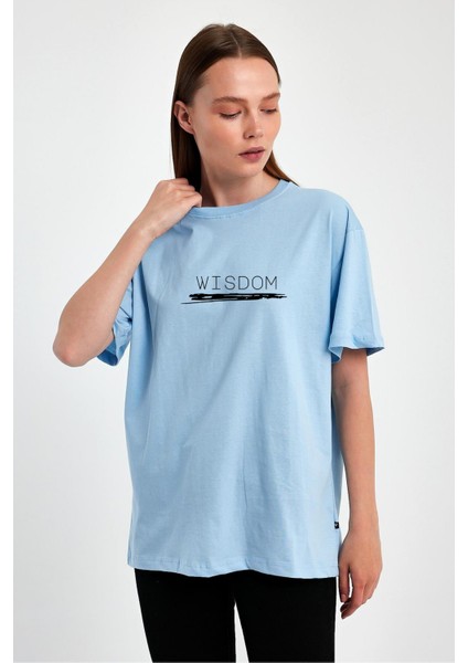 Wisdom Baskılı %100 Penye Süprem Basic Oversize T-Shirt