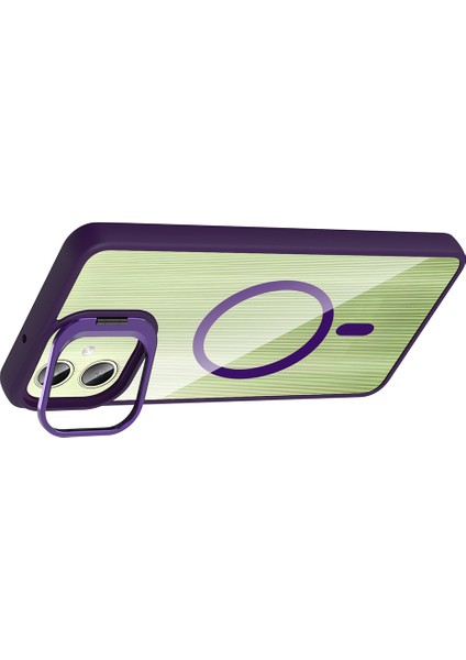 Galaxy A06 Kılıf Standlı ve Kamera Lens Hediyeli M-Safe Şarj Özellikli Tkgn Etro Kapak - Siyah fırsatları