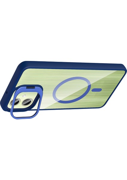 Galaxy A06 Kılıf Standlı ve Kamera Lens Hediyeli M-Safe Şarj Özellikli Tkgn Etro Kapak - Siyah