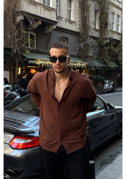 Zoro Erkek Extra Soft Keten Görünümlü Gömlek Uzun Kollu, Hafif Dokulu fırsatları