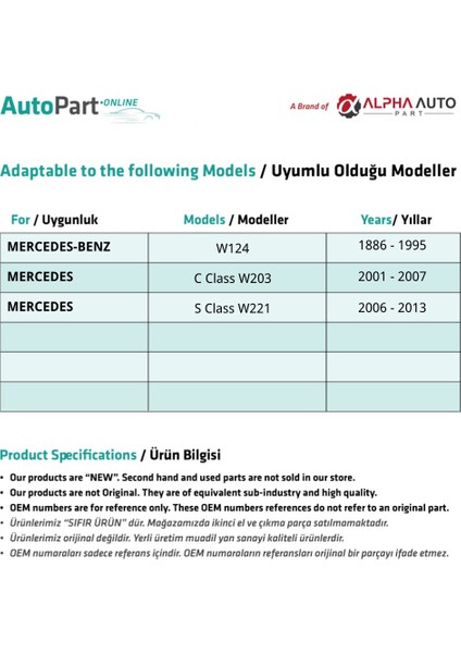 Mercedes S Class W221 için Sol Çamurluk Ağzı fiyatları