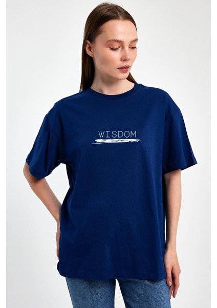 Wisdom Baskılı %100 Penye Süprem Basic Oversize T-Shirt