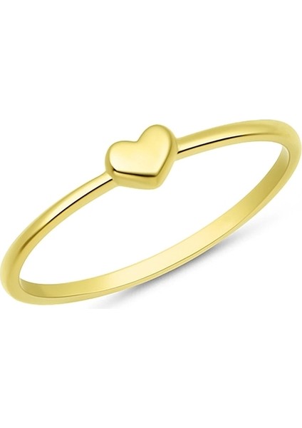14K Altın Minimal Kalp Yüzük, Sevgililer Günü Hediyesi, Ince ve Küçük Yüzükler