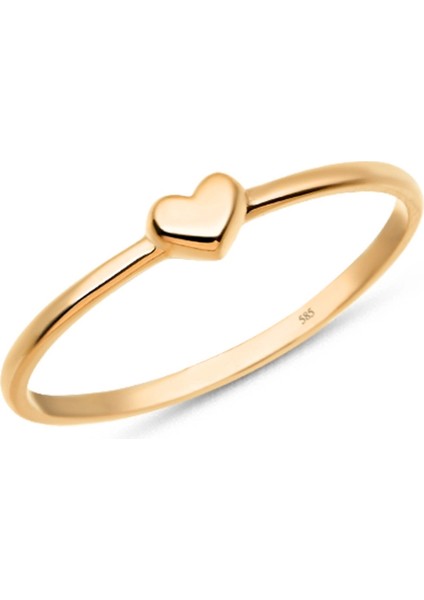 14K Altın Minimal Kalp Yüzük, Sevgililer Günü Hediyesi, Ince ve Küçük Yüzükler modelleri