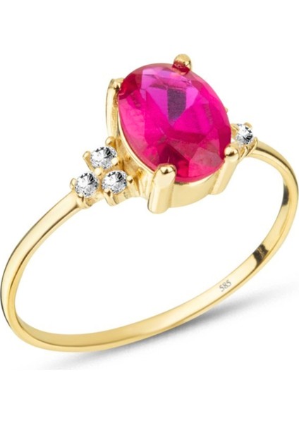 14 Ayar Oval Kesim Yakut Yüzük, Eşsiz Değerli Taşlı Nişan Yüzüğü