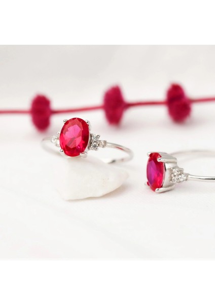 14 Ayar Oval Kesim Yakut Yüzük, Eşsiz Değerli Taşlı Nişan Yüzüğü fırsatları