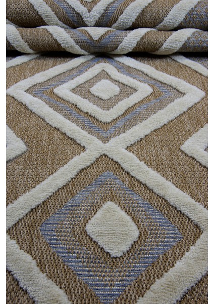 Dış Mekan ve Iç Mekan Halısı Krem ve Mavi Detaylı Jüt Halı Sisal Halı modelleri