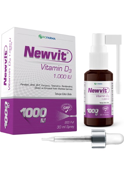 Newvıt Vitamin D3 1000 Iu Sprey 30 ml