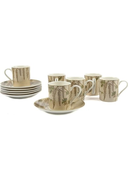 6'lı Bej Kahve Fincanı Seti, 90CC, Zarif ve Şık Tasarım