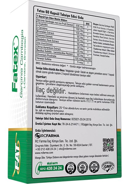 Fatex Garcinia Cambogia L-Cartinine 60 Kapsül fiyatları