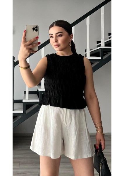 Siyah Gipeli Kolsuz Bluz fırsatları