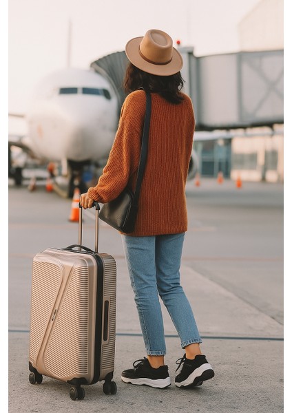 Premium 360 Derece Sessiz Tekerlekli Körüklü Kabin Boy Valiz