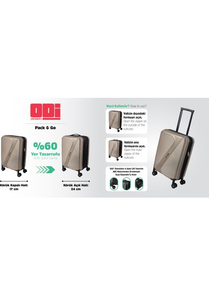 Premium 360 Derece Sessiz Tekerlekli Körüklü Kabin Boy Valiz fırsatları