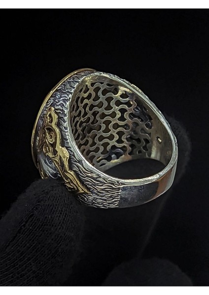 Süleyman Gözü Taşlı Vav Harfli 925 Ayar Gümüş Erkek Yüzük | Detaylı Taş Tasarımı indirimleri