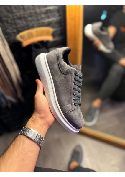 J044 Bağcıklı Ortopedik Taban Erkek Günlük Süet Sneaker Spor Ayakkabı Bt Gri modelleri