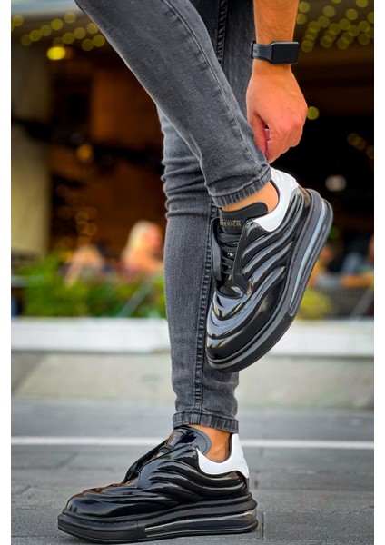 J299 Sollıevo Ortopedik Taban Günlük Rugan Erkek Sneaker Spor Ayakkabı Rst Siyah/beyaz modelleri