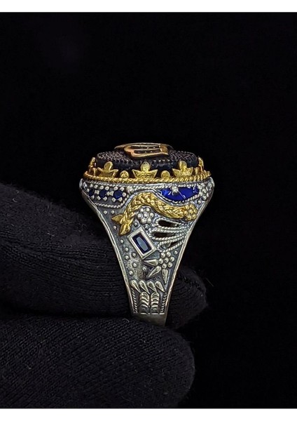 Markazit Taşlı Kral Tacı Figürlü 925 Ayar El Yapımı Gümüş Yüzük fiyatları