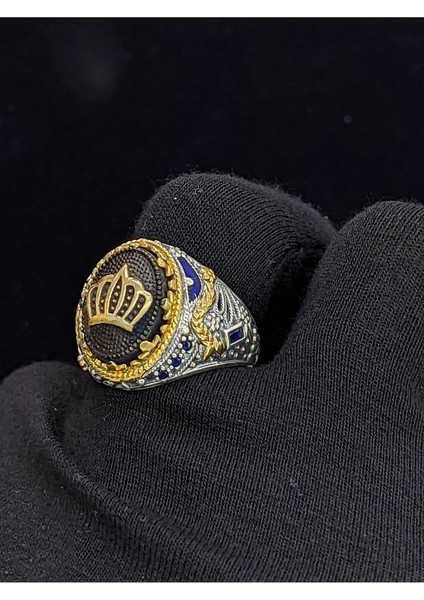 Markazit Taşlı Kral Tacı Figürlü 925 Ayar El Yapımı Gümüş Yüzük fırsatları