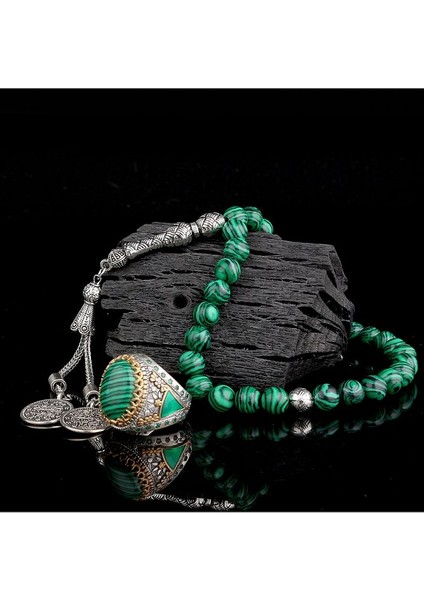 925 Ayar Gümüş Erkek Yüzük Akik Taşlı & Doğal Akik Taşlı Tesbih