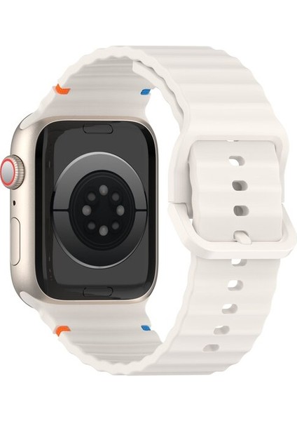 Apple Watch 44/45/46/49mm Kordon Dekoratif Örgü Çizgili Spor Silikon Kayış 2/3/4/5/6/se/7/8/9/10/11/ultra