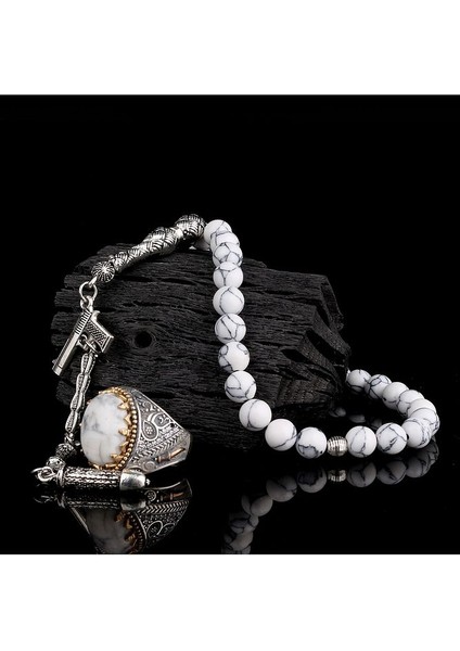 925 Ayar Gümüş Erkek Yüzük Akik Taşlı & Doğal Akik Taşlı Tesbih