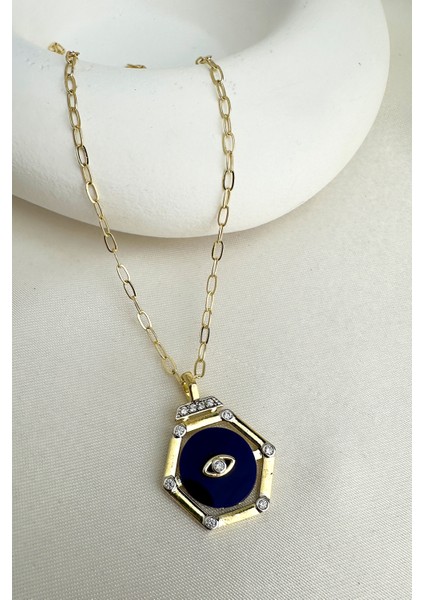 Altıgen Figürlü Göz Detaylı Altın Renk Kolye (50CM) modelleri